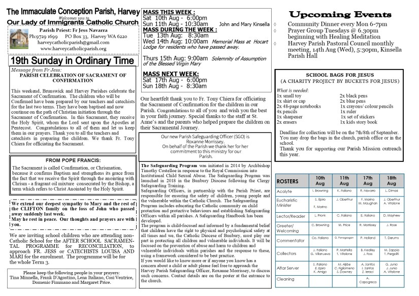 19th Sunday in Ordinary Time 2019