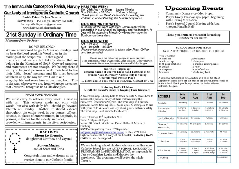 21st Sunday in Ordinary Time 2019